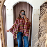 Carmel Apple Plaid Kimono Top