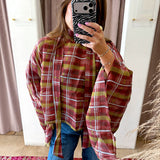 Carmel Apple Plaid Kimono Top