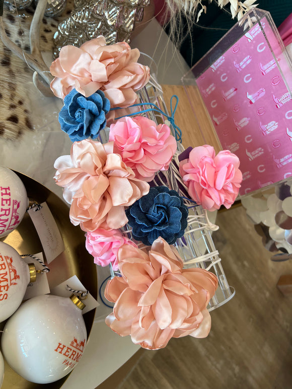 Dark Denim Briar Rose Flower Necklace