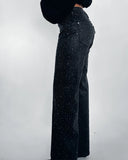 Rhinestone Denim Jeans- Black