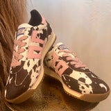 {Back70} Jogger L Sneakers - Cow Brown White Pink