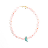 Turquoise Hummingbird Necklace - Peach