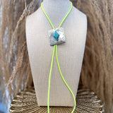 Square Sante Fe Bolo Tie Necklace - Lime