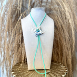 Square Sante Fe Bolo Tie Necklace - Turquoise