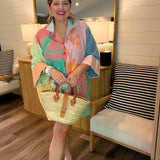 Summer Grapefruit Gingham Button Up Dress