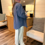 Ralph Oversized Button Up Top - Blue