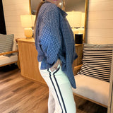 Pull On Navy Stripe Track Pants