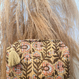 Mocha Muted Floral Zipper Pouch