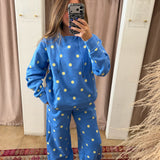 Butter Soft Polka Dot Sweatpants - Blue