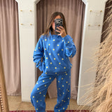 Butter Soft Polka Dot Sweatpants - Blue