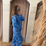 Butter Soft Polka Dot Sweatpants - Blue