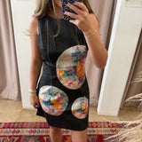 Ball Drop Disco Mini Dress