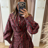Holiday Cheer Plaid Mini Dress - Red