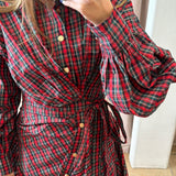 Holiday Cheer Plaid Mini Dress - Red