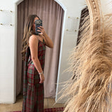 Candy Apple Plaid Silk Midi Dress
