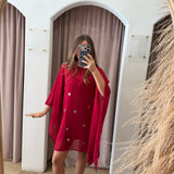 Party Disco Kimono Dress - Red