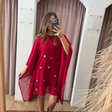 Party Disco Kimono Dress - Red
