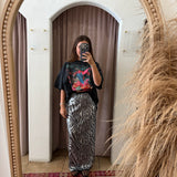Move It Zebra Sequin Maxi Skirt