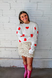 Go To Sweater- Tossed Heart Knit Red