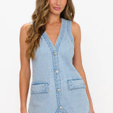 {MUMU} Wyatt Denim Wrap Mini Skort - Twister Blue