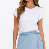 {MUMU} Wyatt Denim Wrap Mini Skort - Twister Blue