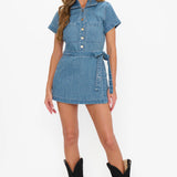 {MUMU} Stateside Denim Romper - Hazy Blue
