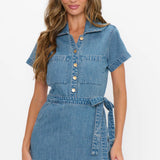 {MUMU} Stateside Denim Romper - Hazy Blue
