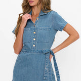 {MUMU} Stateside Denim Romper - Hazy Blue