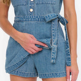 {MUMU} Stateside Denim Romper - Hazy Blue