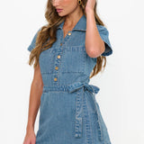 {MUMU} Stateside Denim Romper - Hazy Blue