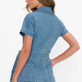 {MUMU} Stateside Denim Romper - Hazy Blue