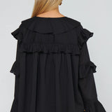 {MUMU} Joss Ruffle Top - Black Voile
