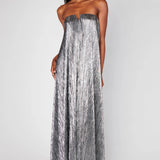 {Mumu} Athena Maxi Dress - Pleated Silver