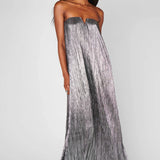 {Mumu} Athena Maxi Dress - Pleated Silver