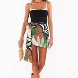 {MUMU} Iva Bow Skirt - Caribbean Palms Luxe Satin