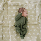 Olive Bamboo Footed Zipper