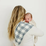 Dusty Blue Gingham Muslin Burp Cloth
