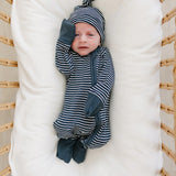 Navy Stripes Ribbed Bamboo Zipper