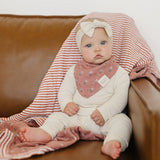 Vintage Pink Floral + Pink Stripes Muslin Quilt