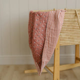Vintage Pink Floral + Pink Stripes Muslin Quilt