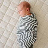 Green Stripes Muslin Swaddle Blanket