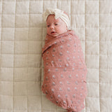 Vintage Pink Floral Muslin Swaddle Blanket