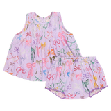 Baby Girls Jaipur Two Piece Set - Lavender Watercolor Bows
