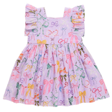 Girls Elsie Dress - Lavender Watercolor Bows