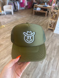 Army Green Cowboy Smiley Trucker