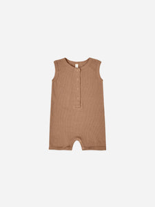 Ribbed Henley Romper | Clay