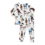 Kids Bamboo Pajama Set - Multi Horses