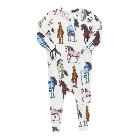 Baby Bamboo Romper- Multi Horses