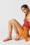 Magdalena Square Toe Flat- Flame Orange