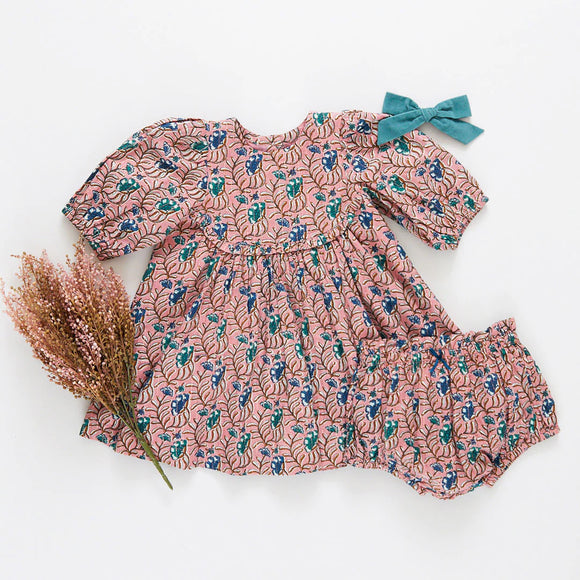 Baby Girls Rowan Dress Set- Mauveglow Vine Floral